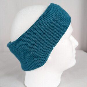 Vintage 90s Wigwam Knit Headband Teal Green White Solid Winter Ski Snowboard